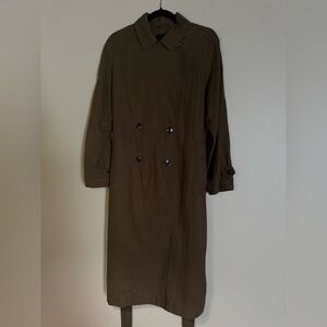 Madewell Belted Trench in Drapey Twill - Dark Olive - Size Small